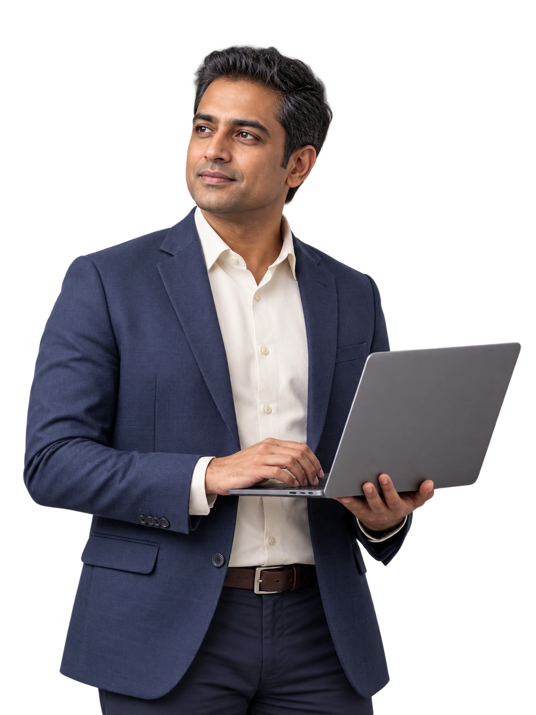 Illustrative image of a strategy leader working with a laptop.